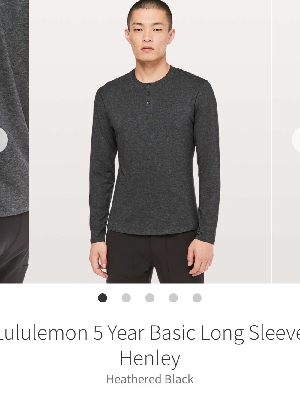 lululemon athletica Heathered Black Long-Sleeve Henley